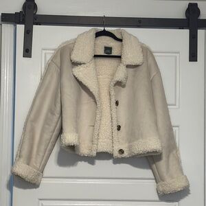 Wild Fable Cream Teddy Jacket Plush Cropped Style